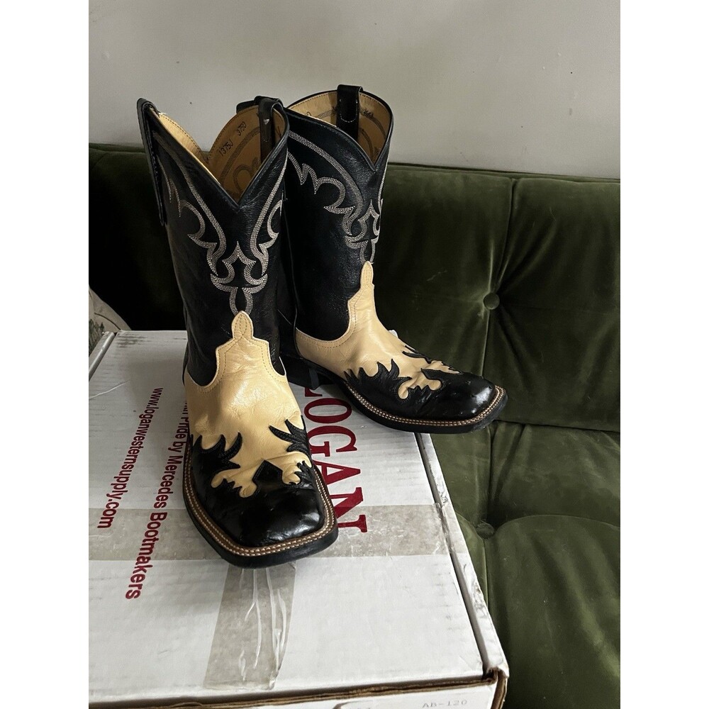 Rios Of Mercedes Men's 7.5 Wmn 9 Kidskin Dromedary & Ostrich Square Toe Boots